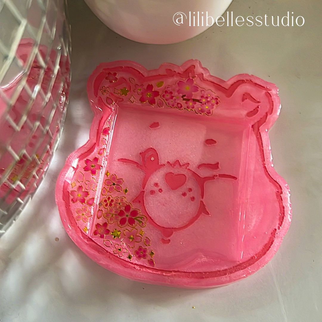 Pink bear notepad holder
