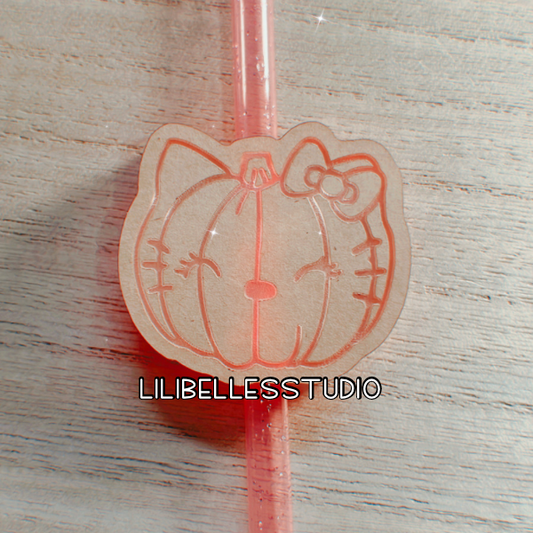 DESTASH BLANK Pumpkin Kitty Strawtopper