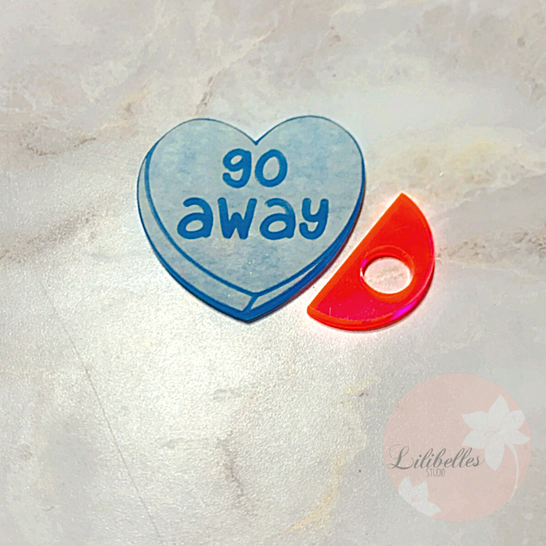 Go Away Heart w/straw topper attachment mold