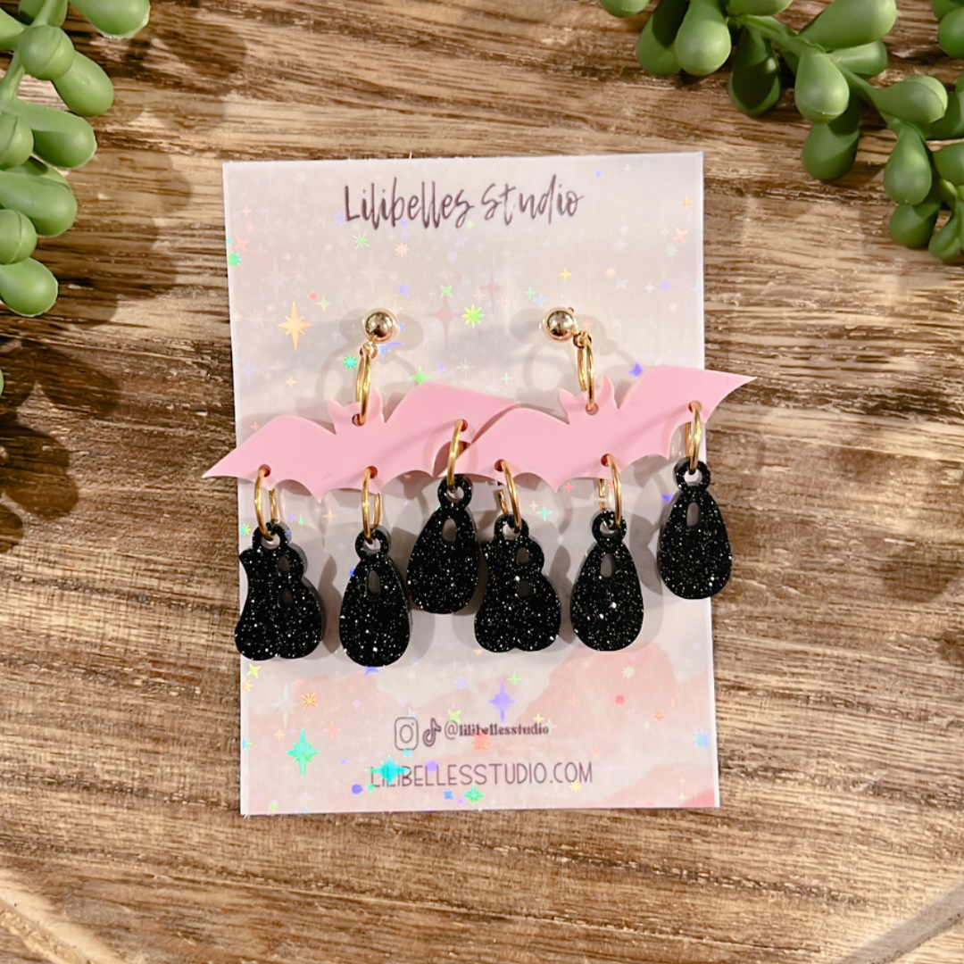 ACRYLIC EARRINGS- Boo Bats