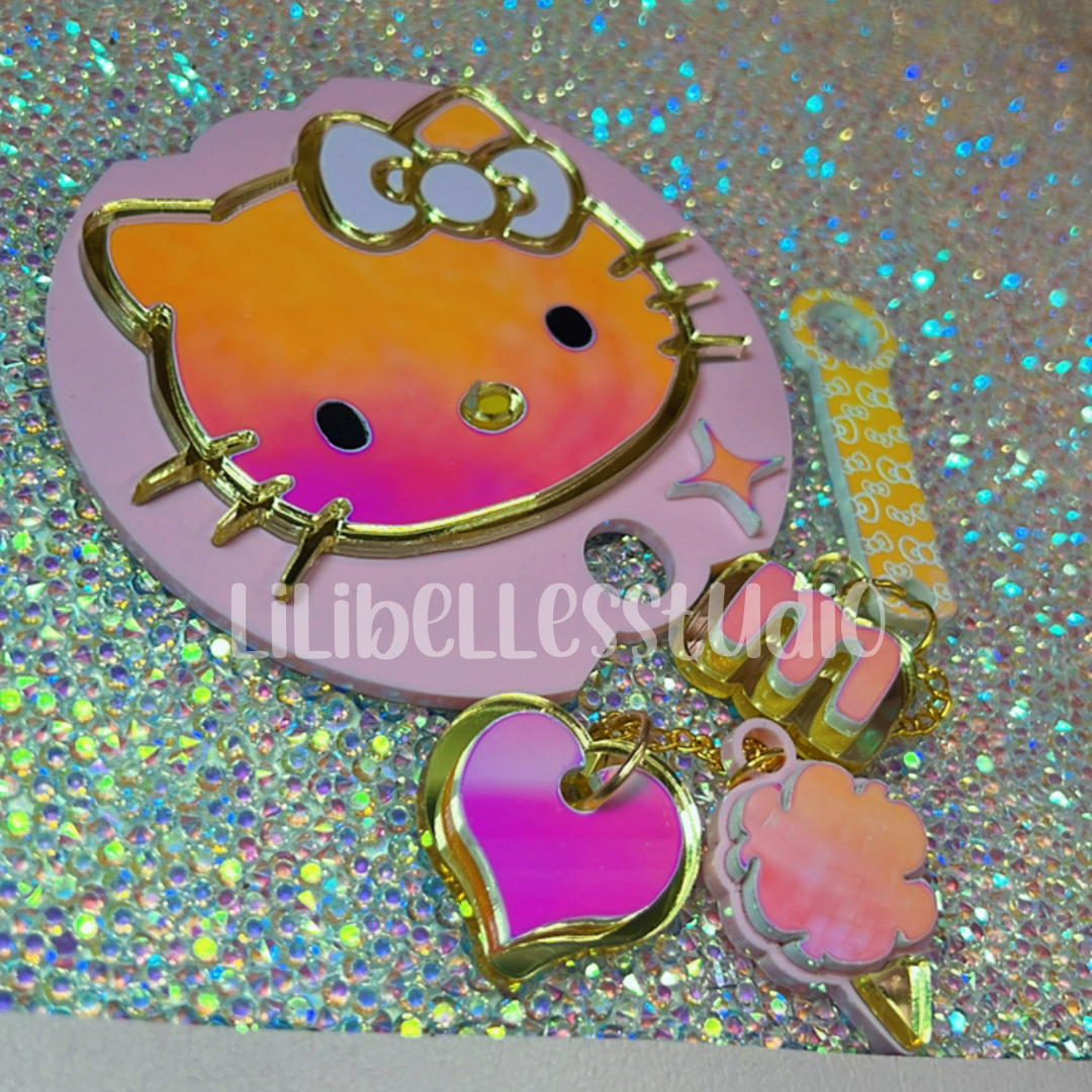 Iridescent acrylic kitty Topper/set