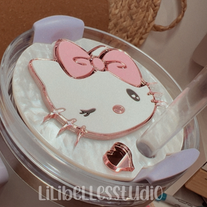 ACRYLIC winking kitty face tumbler topper