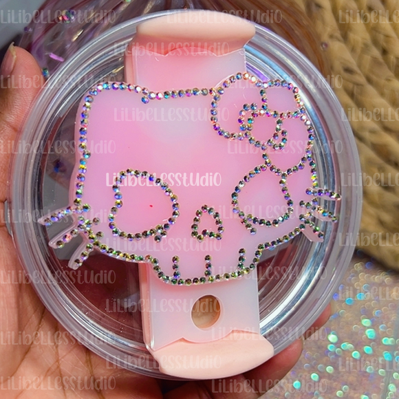 RESIN & BLINGED Skull kitty TOPPER