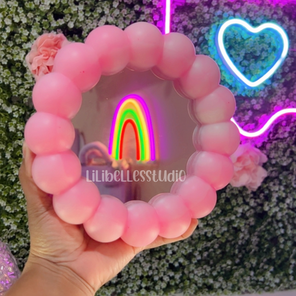 Pink Bubble mirror tray