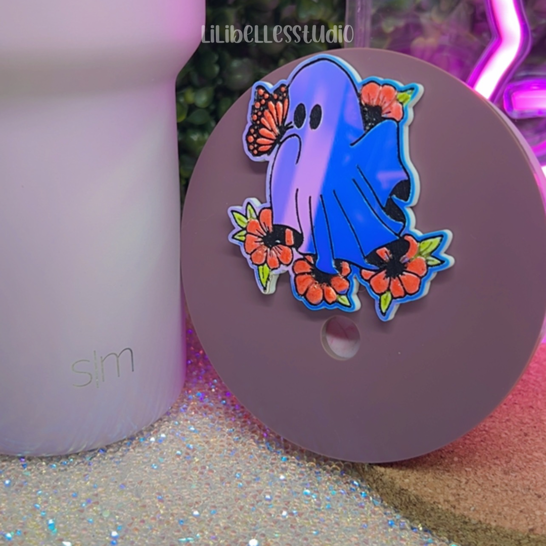 Floral ghosty tumbler topper