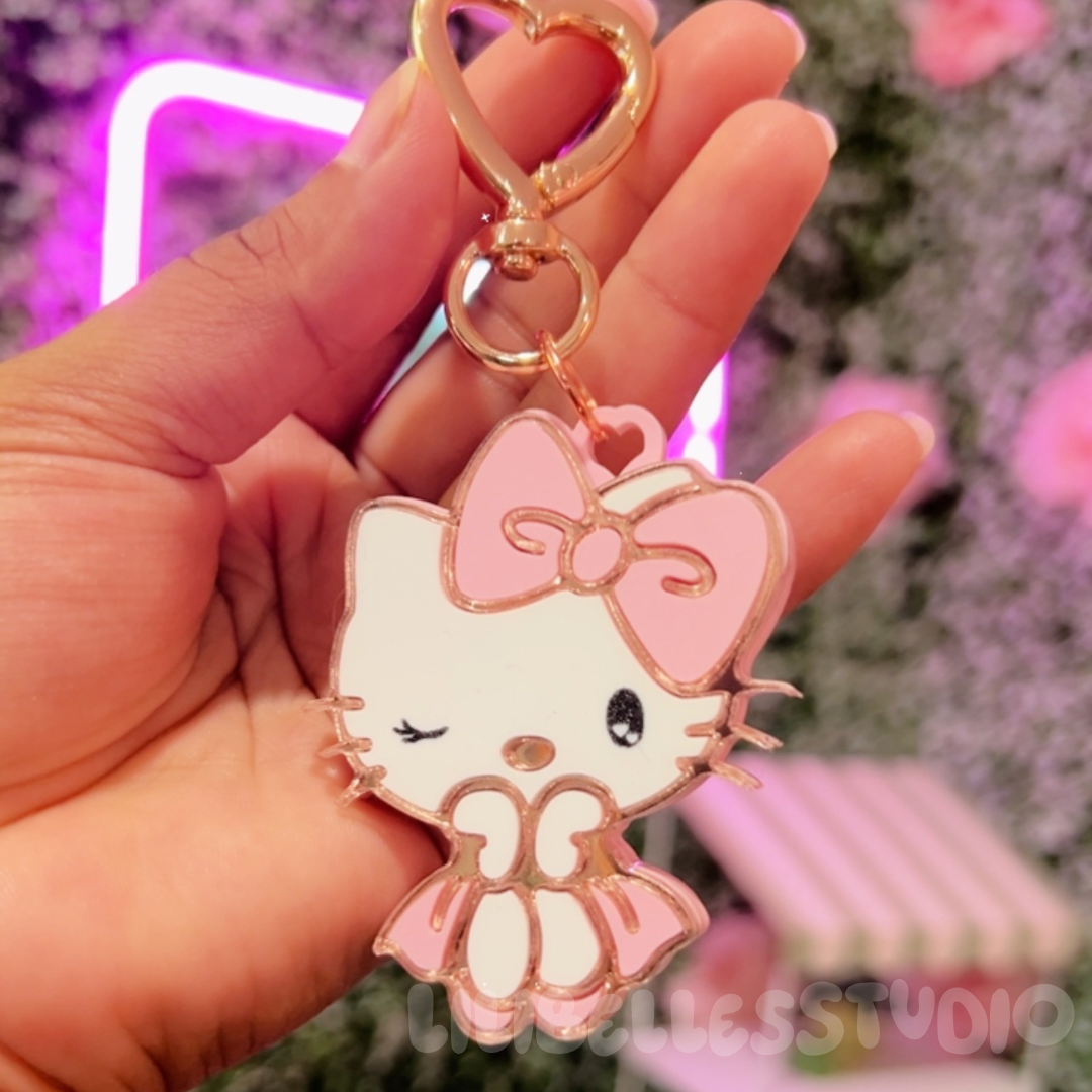 Winking kitty smart tap keychain