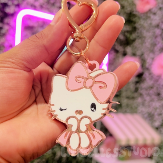 Winking kitty smart tap keychain