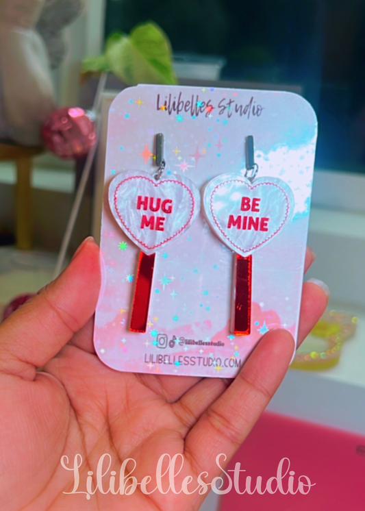 Hug me | Be mine acrylic earrings