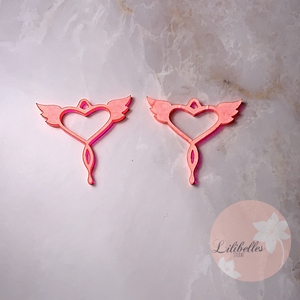 Winged hearts earrings mold