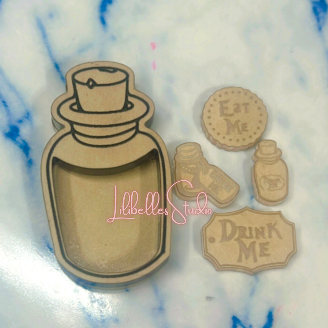 DESTASH BLANK Alice Potion bottle shaker & bits