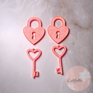 Lock & key heart earrings mold