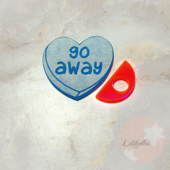 Go Away Heart w/straw topper attachment mold